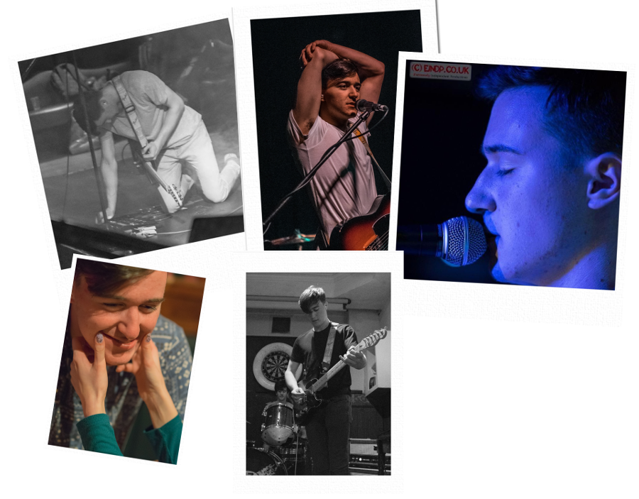 Rising Pacific, scattered photos of singer and bass player, Lindsey