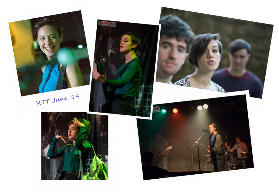 Rising Pacific, scattered photos of singer and bass player, Lindsey